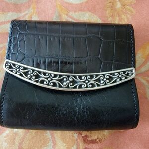 Brighton Black Leather Wallet With Loop Fasteners for Belt